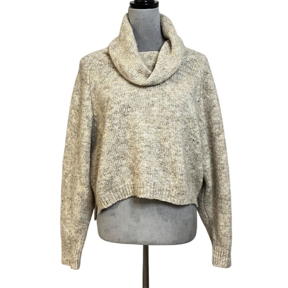 Sincerely Jules Sweater M Beige Cowl Neck Cozy Winter Cottagecore Comfy